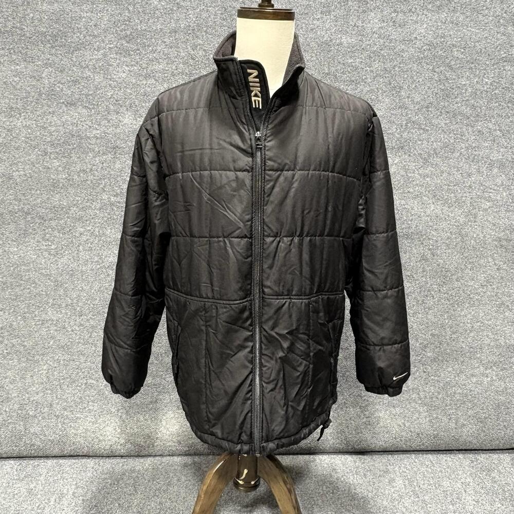 Nike Jacket Mens Large Black Quilted Puffer Full Zip Insulated Stand Collar